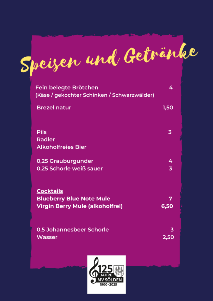 Programm Speisen Getränke Serenade